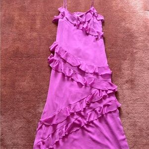 LOFT Ruffle Pink Maxi Dress